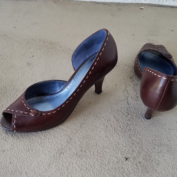 NATURALIZER BROWN PEEP TOE PUMP HEEL SHOES 7 - Picture 5 of 5